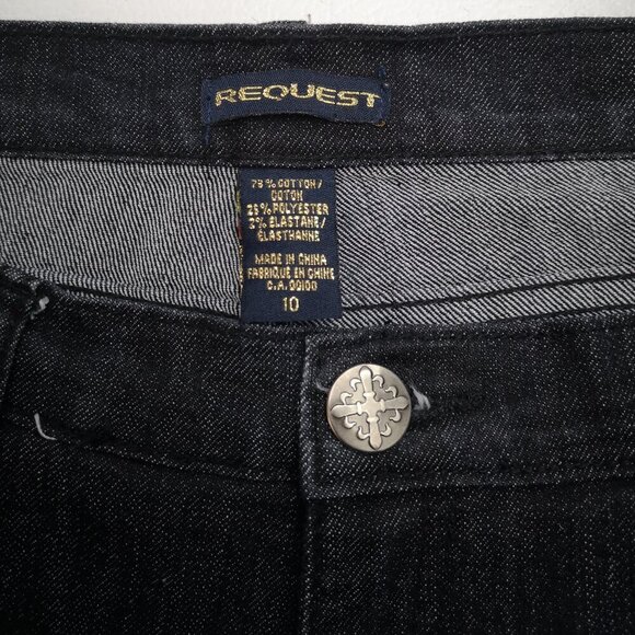 Request Ladies Size 10 Dark Wash Straight Narrower at Bottom Blue Jeans - Picture 3 of 11